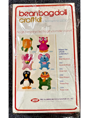 Beanbag Doll Kit Squeaky Mouse Blue Sewing Craft-Kit Complete Project Toy